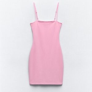 Pink Zara bodycon spaghetti strap mini dress🎀🍭🌃🧸🖼️😚💐👙🩰